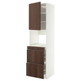 METOD / MAXIMERA Hi cab f micro combi w door/3 drwrs, white/Sinarp brown, 60x60x220 cm