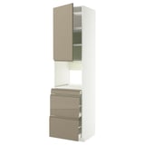 METOD / MAXIMERA Hi cab f micro combi w door/3 drwrs, white/Voxtorp high-gloss dark grey-brown, 60x60x240 cm