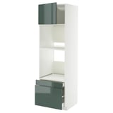 METOD / MAXIMERA Hi cab f ov/combi ov w dr/2 drwrs, white/Kallarp high-gloss dark grey-green, 60x60x200 cm