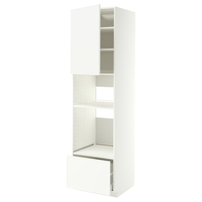 METOD / MAXIMERA High cabinet f built-in appliances, white/Aspudden matt white, 60x60x220 cm