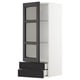 Option: METOD / MAXIMERA Wall cabinet w glass door/2 drawers, white/Lerhyttan black stained, 40x100 cm