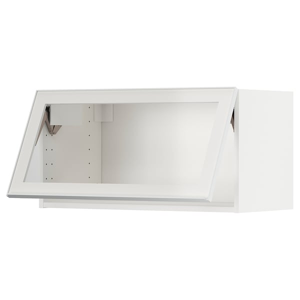 METOD Wall cab horiz gls door w push-open, white/Hejsta white clear glass, 80x40 cm