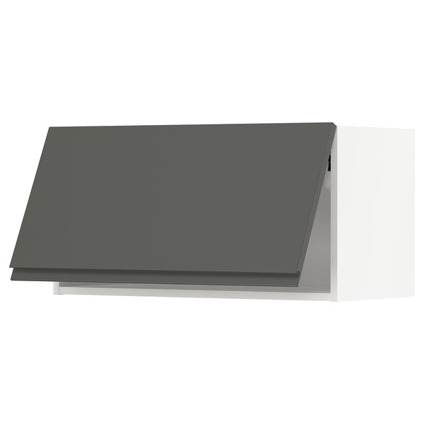 METOD Wall cabinet horizontal w push-open, white/Voxtorp dark grey, 80x40 cm
