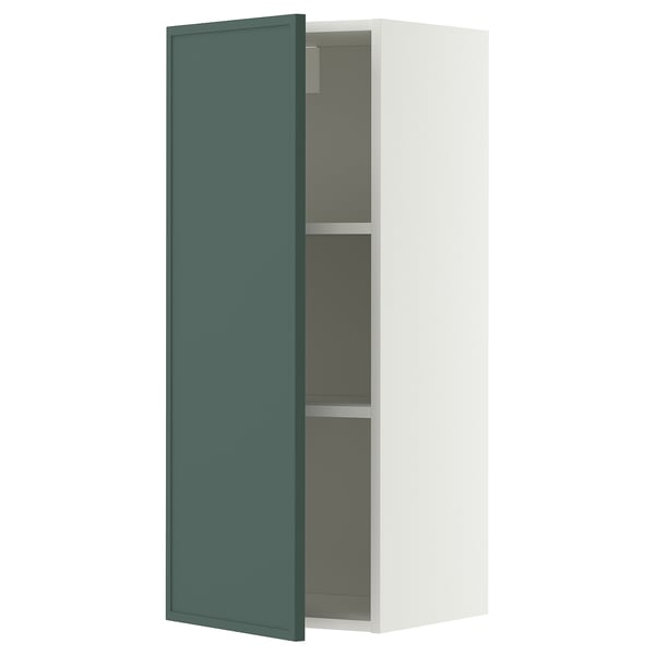 METOD Wall cabinet with shelves, white/Aspudden dark grey-green, 40x100 cm