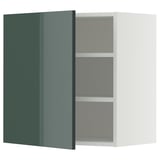 METOD Wall cabinet with shelves, white/Kallarp high-gloss dark grey-green, 60x60 cm