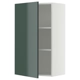 METOD Wall cabinet with shelves, white/Kallarp high-gloss dark grey-green, 60x100 cm