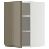 METOD Wall cabinet with shelves, white/Voxtorp high-gloss dark grey-brown, 40x60 cm