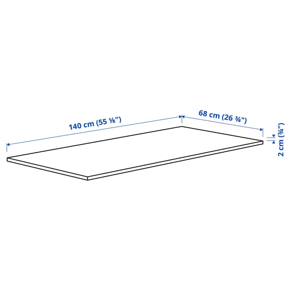 MITTZON Table top, birch veneer, 140x68 cm