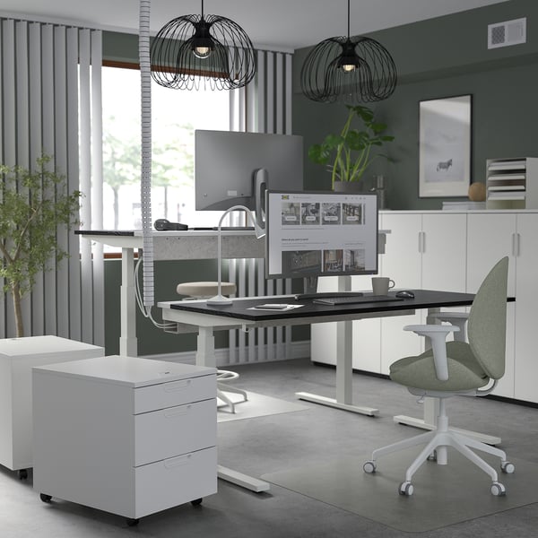 MITTZON Table top, black stained/ash veneer, 160x68 cm