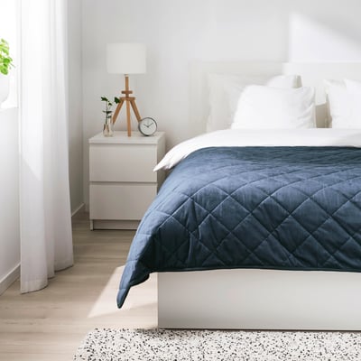 MJUKPLISTER Bedspread, dark blue, 260x250 cm