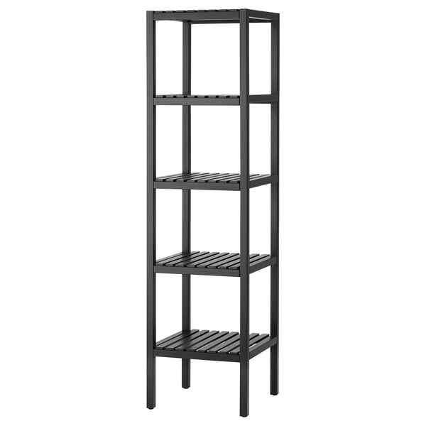 MUSKAN Shelving unit, black, 37x140 cm