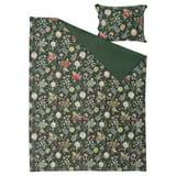 NÄSSELKLOCKA Duvet cover and pillowcase, dark grey-green/multicolour, 150x200/50x60 cm