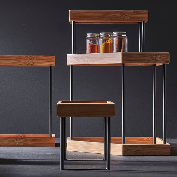 NÅLBLECKA Kitchen countertop organiser, metal/bamboo, 23x13x15 cm