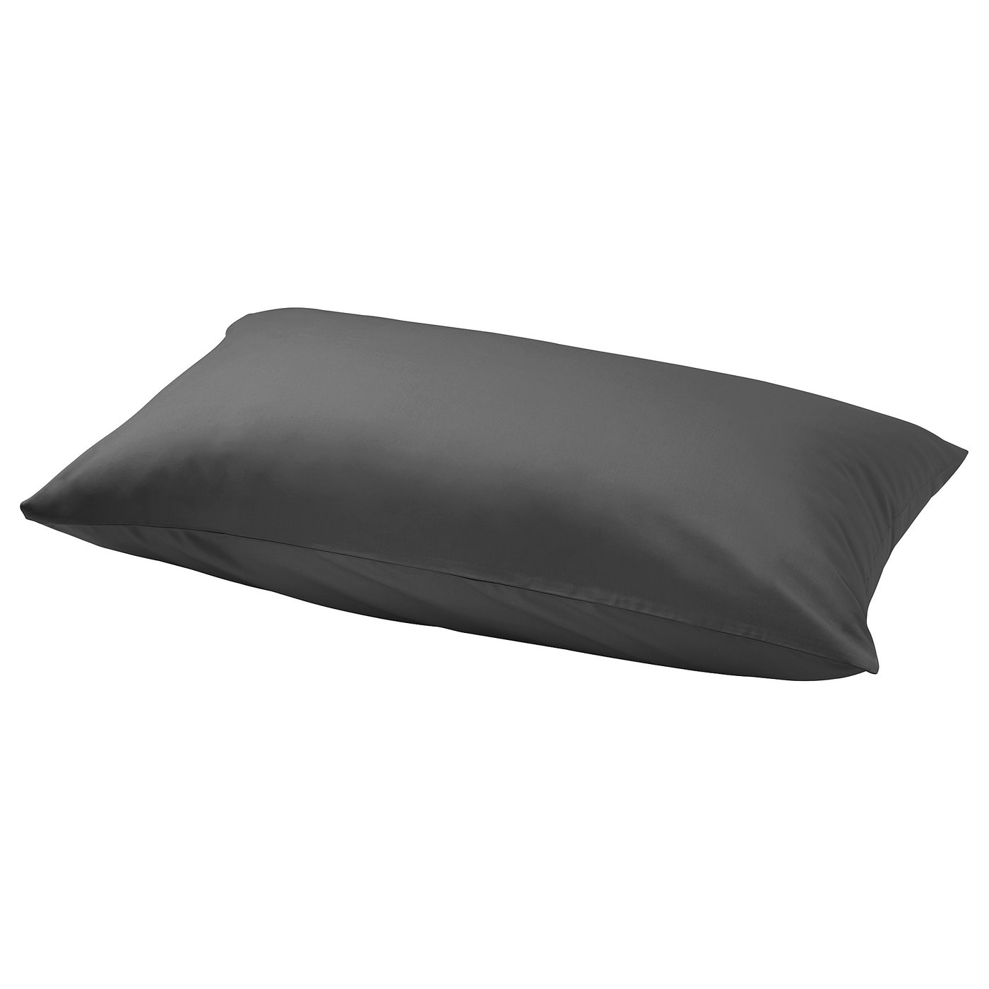 NATTJASMIN dark grey silk pillowcase. Rectangular, smooth with simple design.