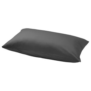NATTJASMIN dark grey silk pillowcase. Rectangular, smooth with simple design.