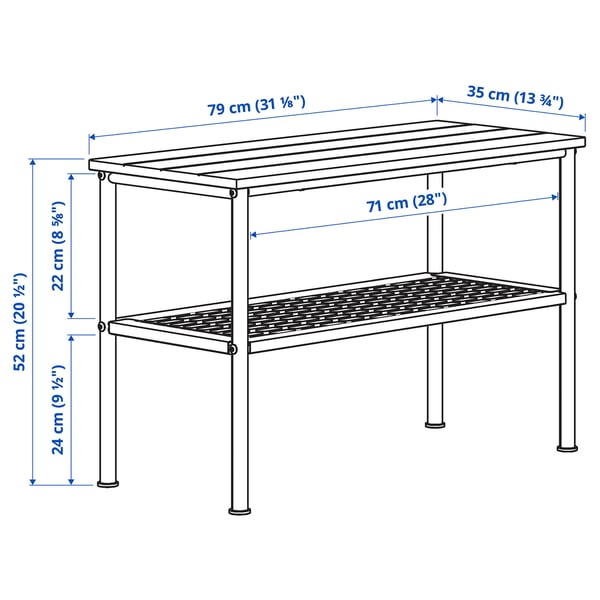 NIPÅSEN Bench with shoe storage, black, 79x35x52 cm