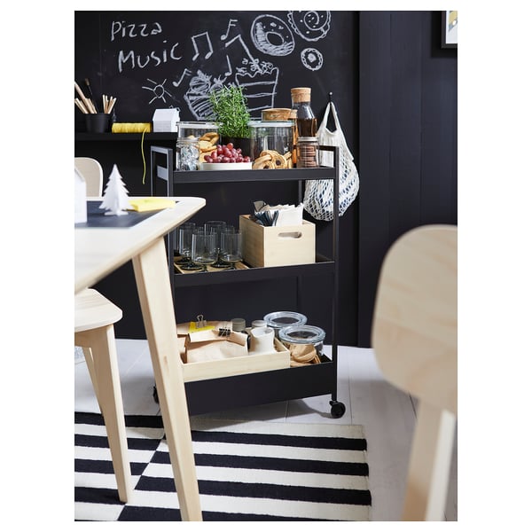NISSAFORS Trolley, black, 50.5x30x83 cm