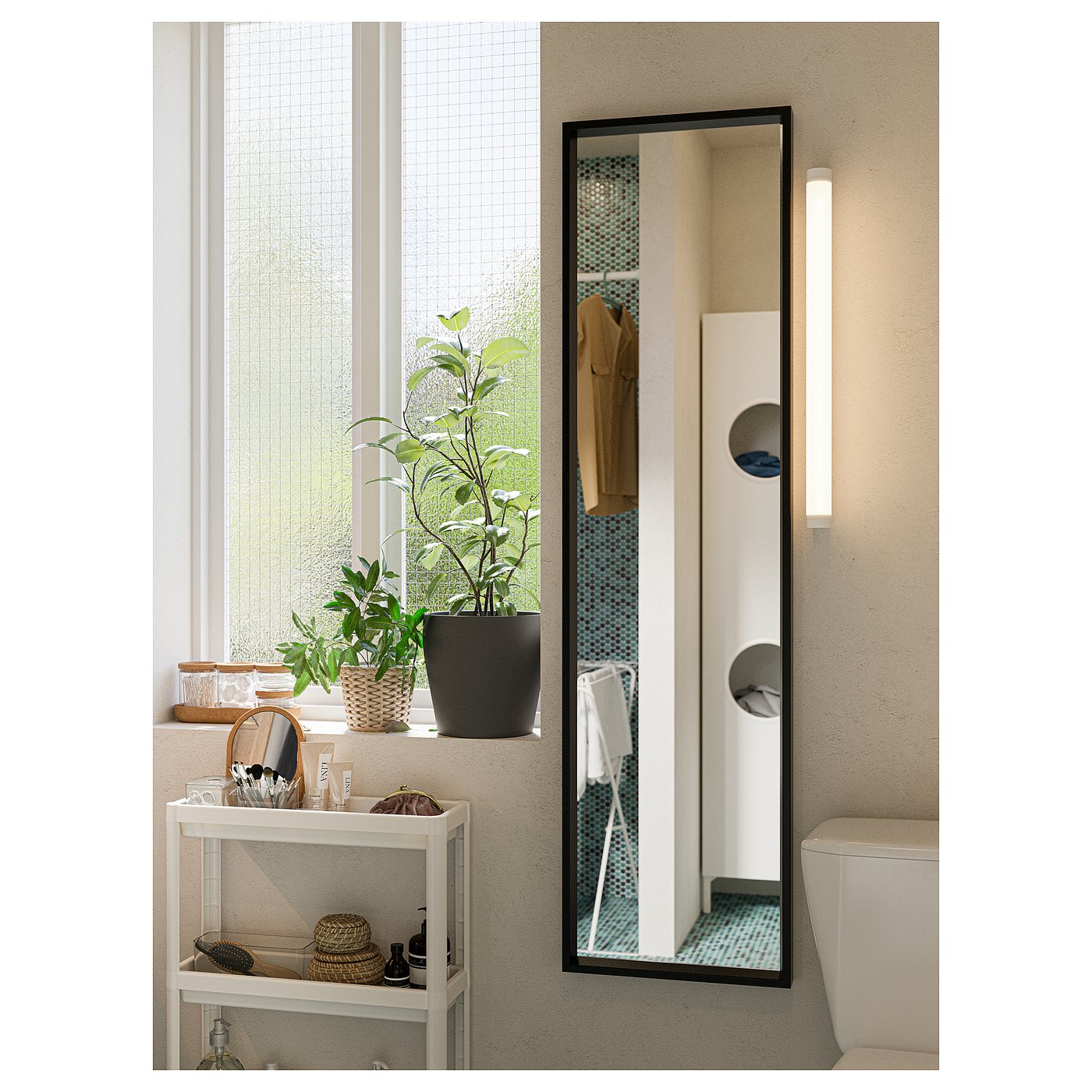 NISSEDAL mirror, black, 40x150 cm - IKEA Switzerland