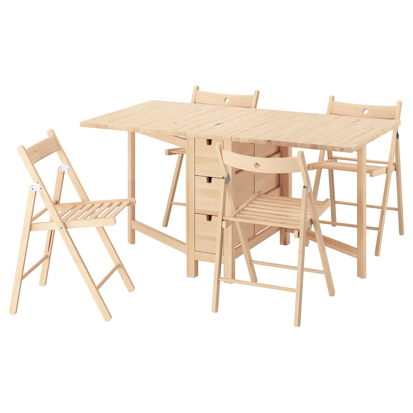 IKEA NORDEN 折りたたみ式テーブル NORDEN / FRÖSVI table and 4 chairs, birch/beech, 26/89/152 cm