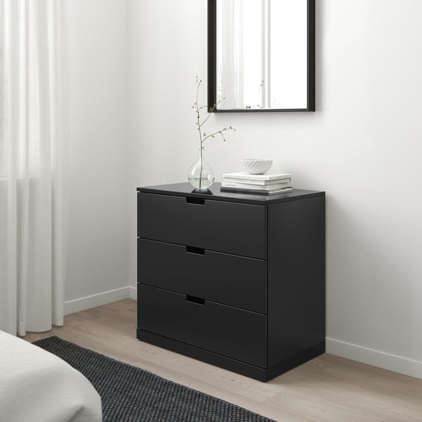 NORDLI Chest of 3 drawers, anthracite, 80x76 cm