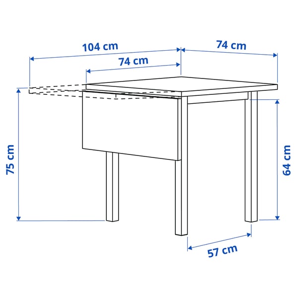 NORDVIKEN Drop-leaf table, black, 74/104x74 cm
