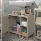NORSÄLVEN Wash-basin base cabinet, with door beige, 60x55x32 cm