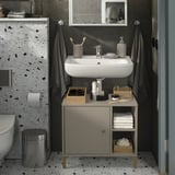 NORSÄLVEN Wash-basin base cabinet, with door beige, 60x55x32 cm