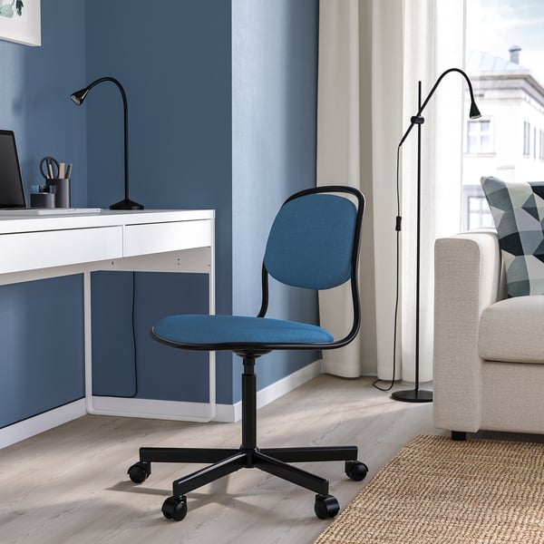 ÖRFJÄLL Swivel chair, black/Vissle blue