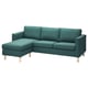 PÄRUP 3-seat sofa with chaise longue, Kelinge grey-turquoise