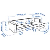 PÄRUP 3-seat sofa with chaise longue, Kelinge rust