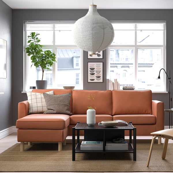 PÄRUP 3-seat sofa with chaise longue, Kelinge rust