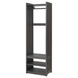 PANGET Coat rack with shoe storage unit, dark grey/stained, 59x41x191 cm