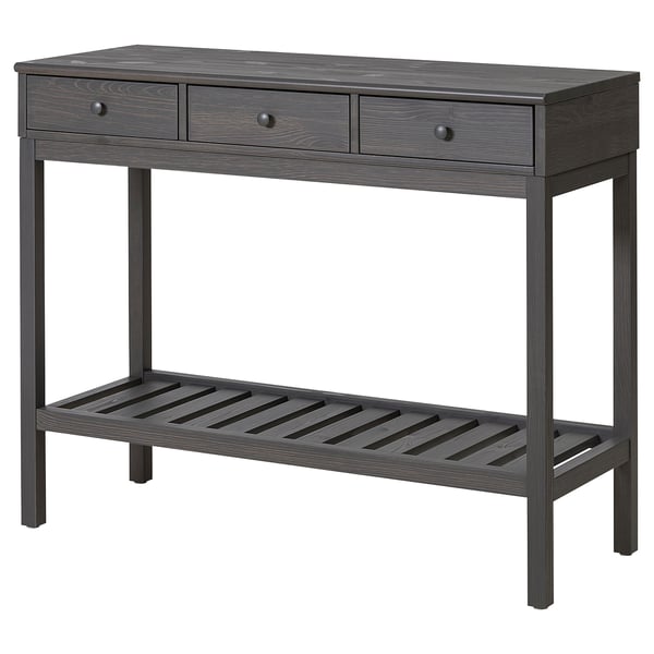 PANGET Console table, dark grey/stained, 106x42 cm
