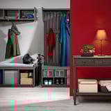 PANGET Console table, dark grey/stained, 106x42 cm