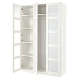 PAX / BERGSBO Wardrobe combination, white/frosted glass/white, 150x60x236 cm