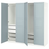 PAX / FJÄREHALS Wardrobe combination, white/light grey-blue, 200x60x201 cm