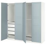 PAX / FJÄREHALS Wardrobe combination, white/light grey-blue, 200x60x201 cm