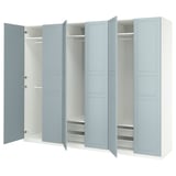 PAX / FJÄREHALS Wardrobe combination, white/light grey-blue, 300x60x236 cm