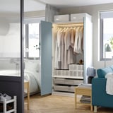 PAX / FJÄREHALS Wardrobe combination, white/light grey-blue, 100x60x201 cm