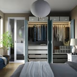 PAX / FJÄREHALS Wardrobe combination, white/light grey-blue, 200x60x201 cm