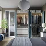 PAX / FJÄREHALS Wardrobe combination, white/light grey-blue, 200x60x201 cm