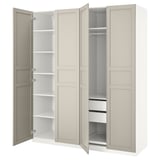 PAX / FLISBERGET Wardrobe, white/light beige, 200x60x236 cm