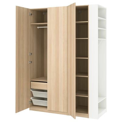 PAX / FORSAND Wardrobe combination, white stained oak effect white stained oak effect/white, 170x60x236 cm