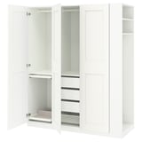 PAX / GRIMO Wardrobe combination, white white/white, 170x60x201 cm
