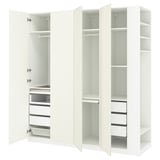 PAX / VIKANES Wardrobe combination, white white/white, 220x60x236 cm
