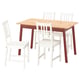 PINNTORP / STEFAN Table and 4 chairs, light brown stained red stained/white, 125 cm