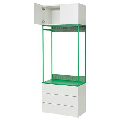 PLATSA Wardrobe with 2 doors+3 drawers, white/Fonnes green, 80x42x221 cm