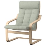 POÄNG Armchair and footstool, white stained oak veneer/Gunnared light green