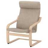 POÄNG Armchair and footstool, white stained oak veneer/Hillared beige