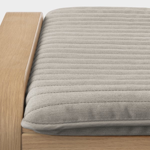 POÄNG Footstool, white stained oak veneer/Knisa light beige